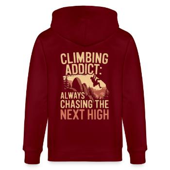 Klettern Freeclimbing felsklettern Spruch - Stanley/Stella Unisex Bio-Kapuzenjacke CULTIVATOR  - Burgunderrot - Hinten - Anna (173cm)
