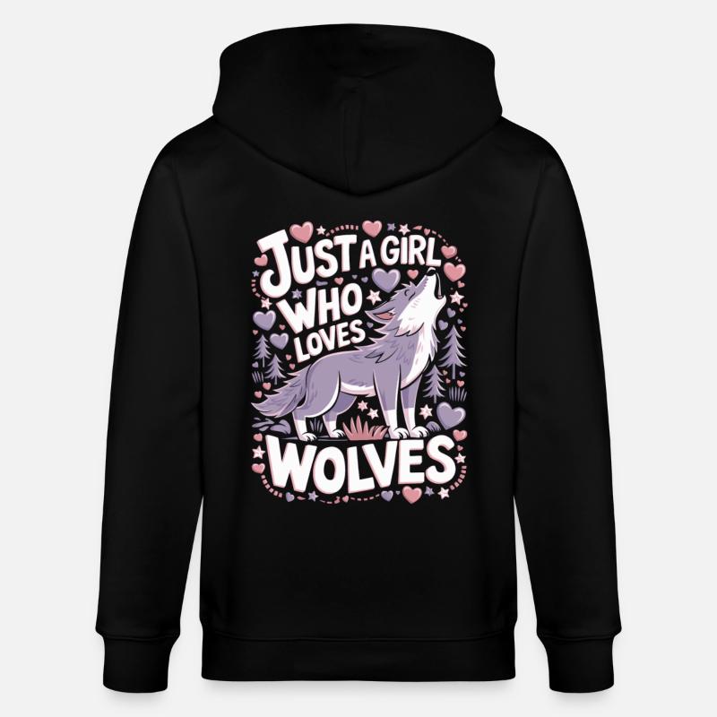 Wolf Mädchen Spruch - Stanley/Stella Unisex Bio-Kapuzenjacke CULTIVATOR  - Schwarz