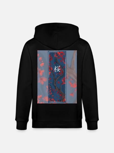 Dark Sakura Sumi-e Kanji - Stanley/Stella CULTIVATOR Unisex Organic Hooded Jacket - black
