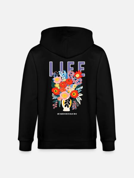 Life Flowers - Stanley/Stella CULTIVATOR Unisex Organic Hooded Jacket - black