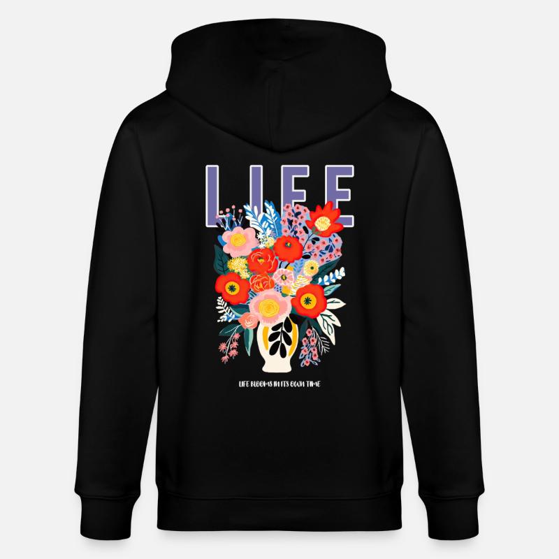 Leben Blumen - Stanley/Stella Unisex Bio-Kapuzenjacke CULTIVATOR  - Schwarz