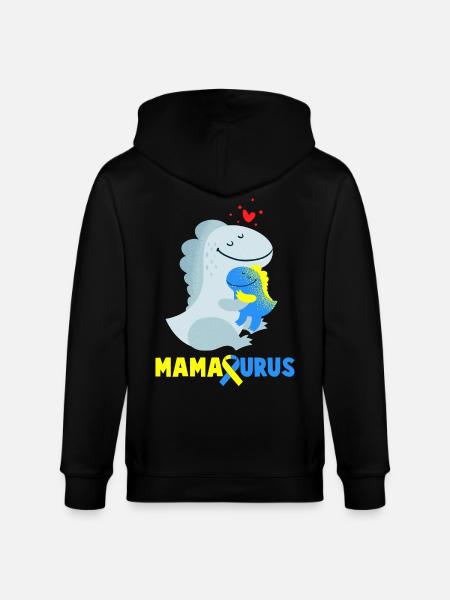 Down Syndrome Mamasaurus Dino Gift - Stanley/Stella CULTIVATOR Unisex Organic Hooded Jacket - black