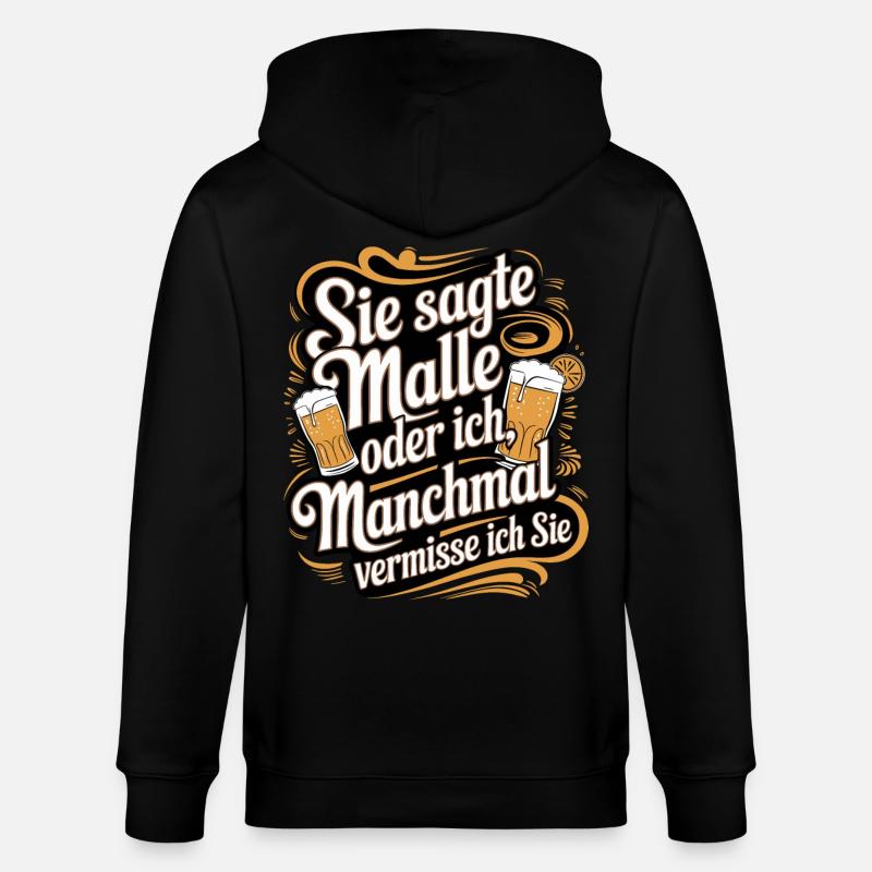 Sie sagte Malle oder ich lustiger Mallorca Spruch - Stanley/Stella Unisex Bio-Kapuzenjacke CULTIVATOR  - Schwarz