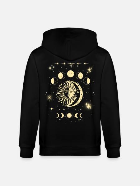 Damen T-Shirt Sonne Mond Sterne - Stilvoll - Stanley/Stella Unisex Bio-Kapuzenjacke CULTIVATOR  - Schwarz