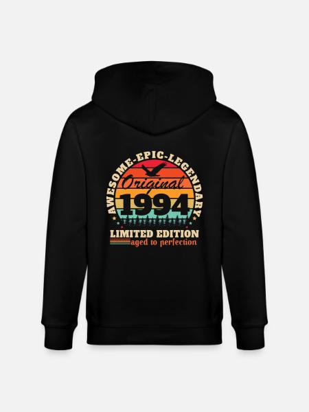 Cadeau d'anniversaire Vinatge 1994 - Veste à capuche bio CULTIVATOR Stanley/Stella Unisexe - noir