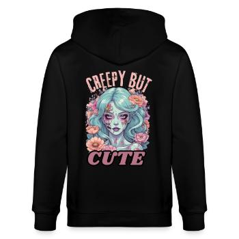 Gruselig, aber niedlich. - Stanley/Stella Unisex Bio-Kapuzenjacke CULTIVATOR  - Schwarz - Hinten - Anna (173cm)