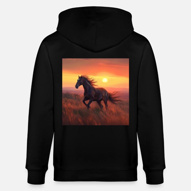 Pferd - Stanley/Stella Unisex Bio-Kapuzenjacke CULTIVATOR - Schwarz