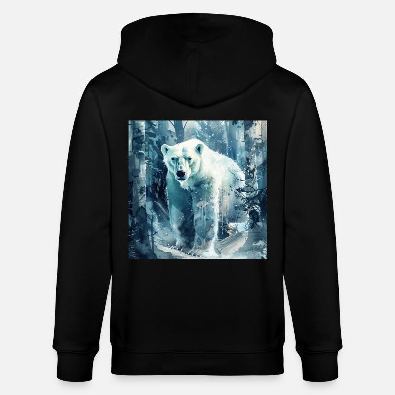 Ours blanc - Veste à capuche bio CULTIVATOR Stanley/Stella Unisexe - noir