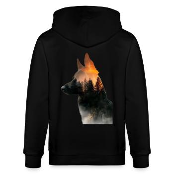 Deutscher Schäferhund - Stanley/Stella Unisex Bio-Kapuzenjacke CULTIVATOR  - Schwarz - Hinten - Anna (173cm)