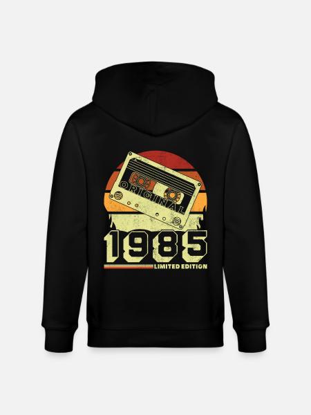 Original 1985 40th Anniversary Vintage Gift - Stanley/Stella CULTIVATOR Unisex Organic Hooded Jacket - black