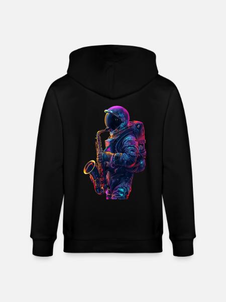 Saxophone astronaute - Veste à capuche bio CULTIVATOR Stanley/Stella Unisexe - noir