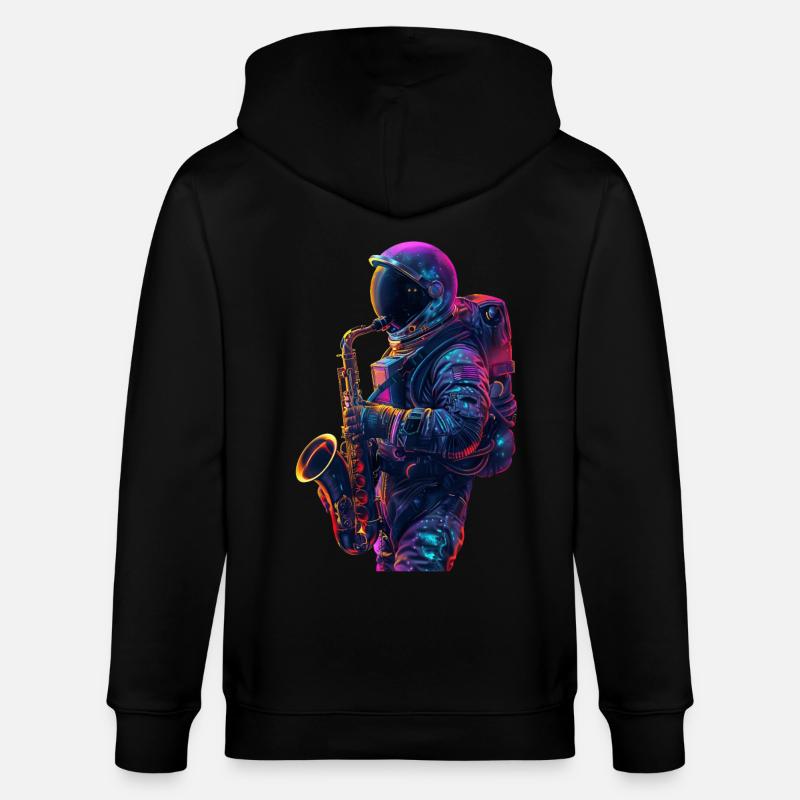 Saxophone astronaute - Veste à capuche bio CULTIVATOR Stanley/Stella Unisexe - noir