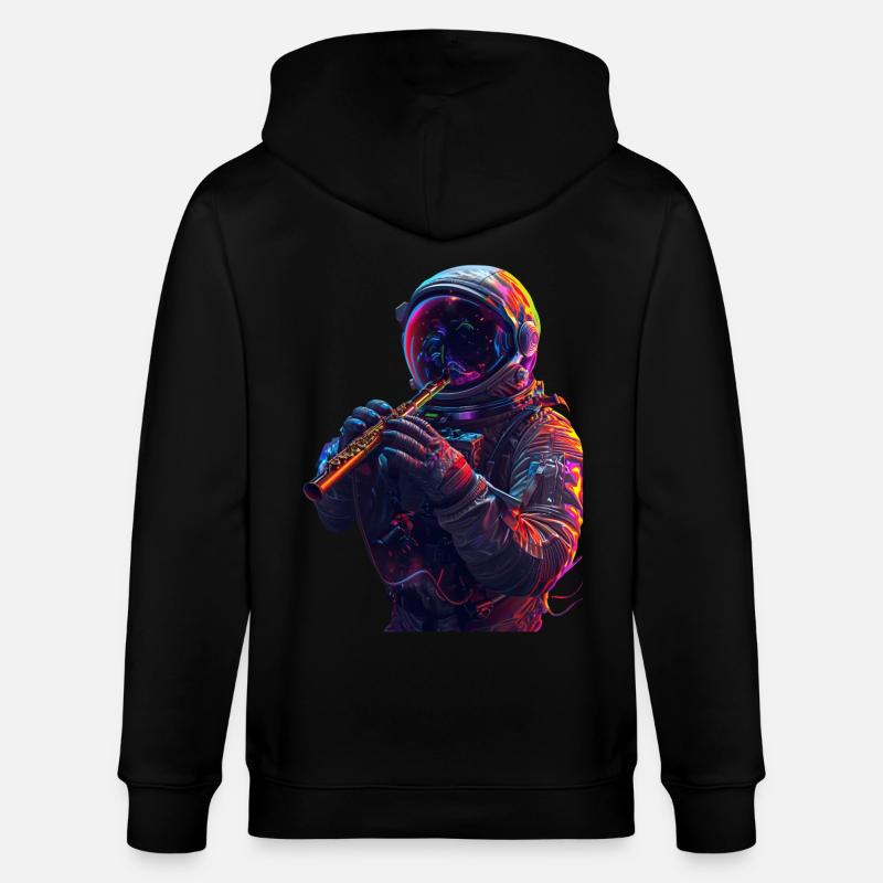 Astronaut Querflöte - Stanley/Stella Unisex Bio-Kapuzenjacke CULTIVATOR  - Schwarz