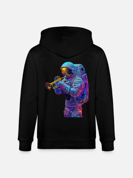 Astronaut Trumpet - Stanley/Stella CULTIVATOR  Unisex Organic Hooded Jacket - black