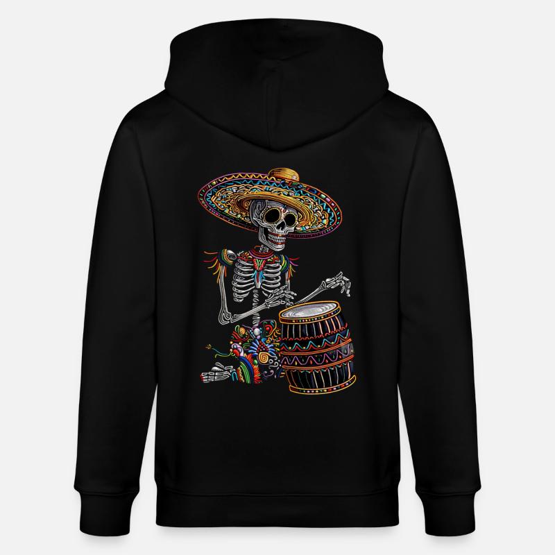Tambours squelettes mexicains - Veste à capuche bio CULTIVATOR Stanley/Stella Unisexe - noir
