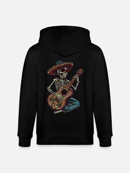 Mexican Skeleton Guitar - Stanley/Stella CULTIVATOR  Unisex Organic Hooded Jacket - black