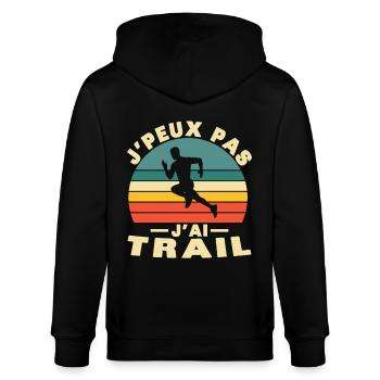 J'peux pas J'ai Trail, Sportive Humour idée cadeau - Veste à capuche bio CULTIVATOR Stanley/Stella Unisexe - noir - Dos - Anna (173cm)