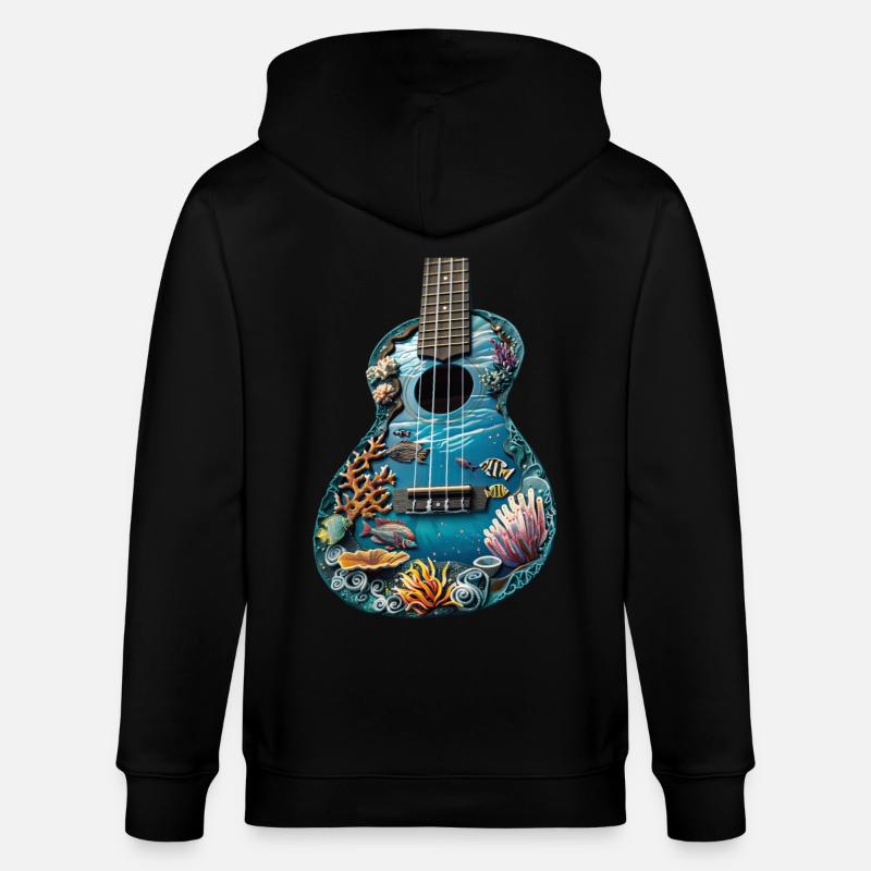 Fisch Ukulele - Stanley/Stella Unisex Bio-Kapuzenjacke CULTIVATOR  - Schwarz