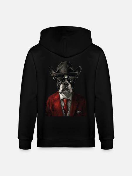 Boston Terrier - Stanley/Stella Unisex Bio-Kapuzenjacke CULTIVATOR - Schwarz