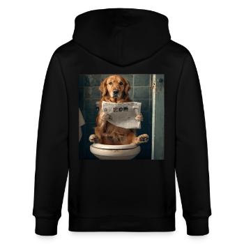 Golden Retriever - Stanley/Stella Unisex Bio-Kapuzenjacke CULTIVATOR  - Schwarz - Hinten - Anna (173cm)