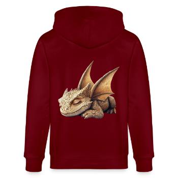 Drachen - Stanley/Stella Unisex Bio-Kapuzenjacke CULTIVATOR  - Burgunderrot - Hinten - Anna (173cm)