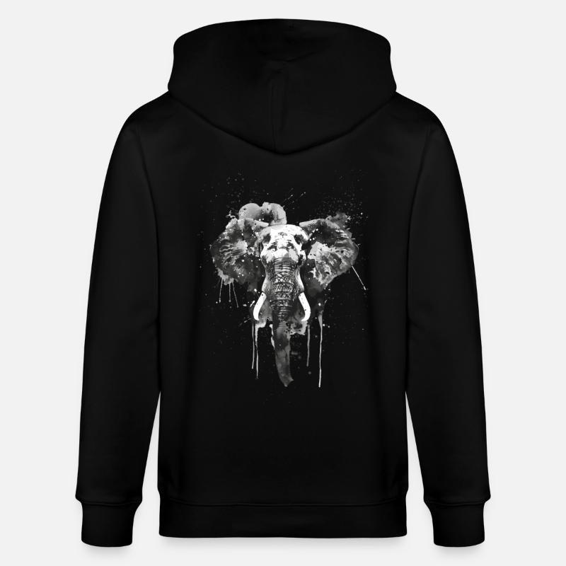 Elefant - Stanley/Stella Unisex Bio-Kapuzenjacke CULTIVATOR  - Schwarz
