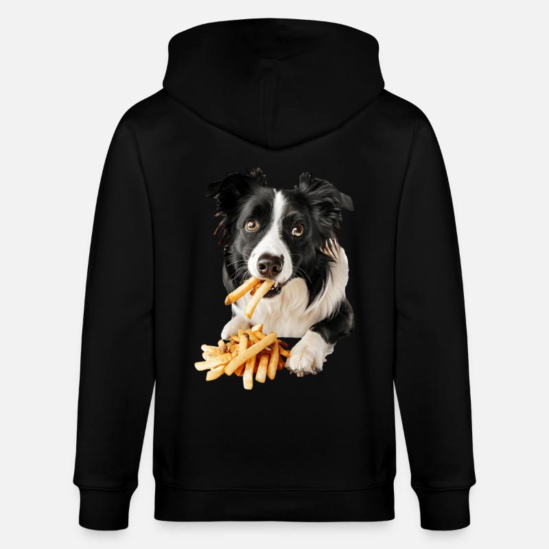 Border Collie - Stanley/Stella Unisex Bio-Kapuzenjacke CULTIVATOR  - Schwarz