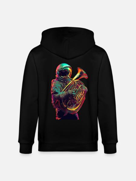 Astronaut Tuba - Stanley/Stella CULTIVATOR  Unisex Organic Hooded Jacket - black