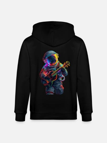 Astronaut Ukulele - Stanley/Stella CULTIVATOR Unisex Organic Hooded Jacket - black