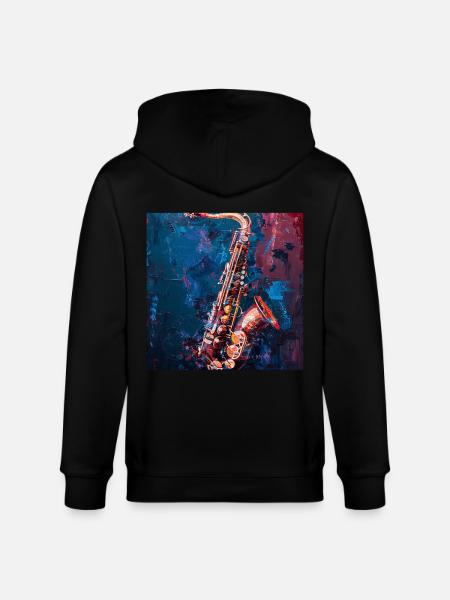 Saxophon - Stanley/Stella Unisex Bio-Kapuzenjacke CULTIVATOR  - Schwarz