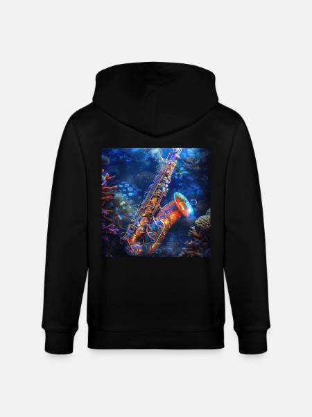 Saxophon - Stanley/Stella Unisex Bio-Kapuzenjacke CULTIVATOR  - Schwarz