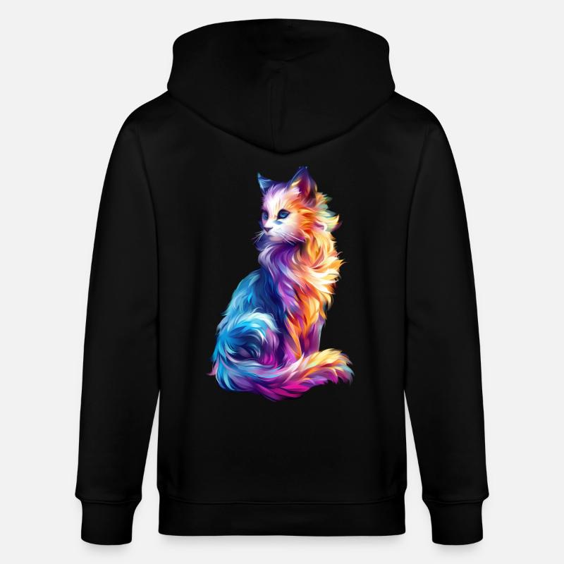Katze - Stanley/Stella Unisex Bio-Kapuzenjacke CULTIVATOR  - Schwarz