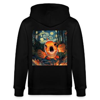 Clownfisch - Stanley/Stella Unisex Bio-Kapuzenjacke CULTIVATOR  - Schwarz - Hinten - Anna (173cm)
