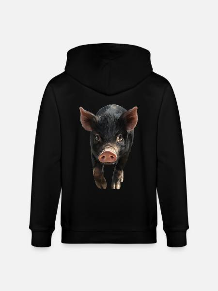 Schwein - Stanley/Stella Unisex Bio-Kapuzenjacke CULTIVATOR  - Schwarz