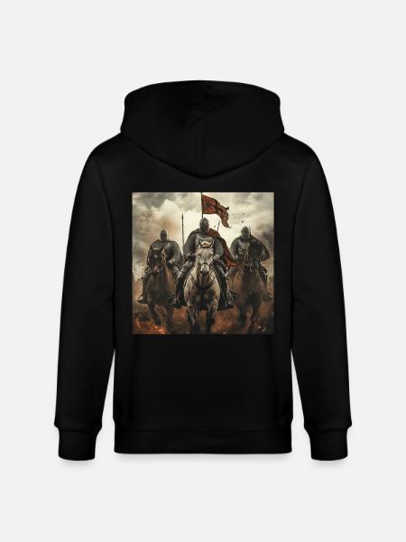 Ritter auf Pferd - Stanley/Stella Unisex Bio-Kapuzenjacke CULTIVATOR - Schwarz