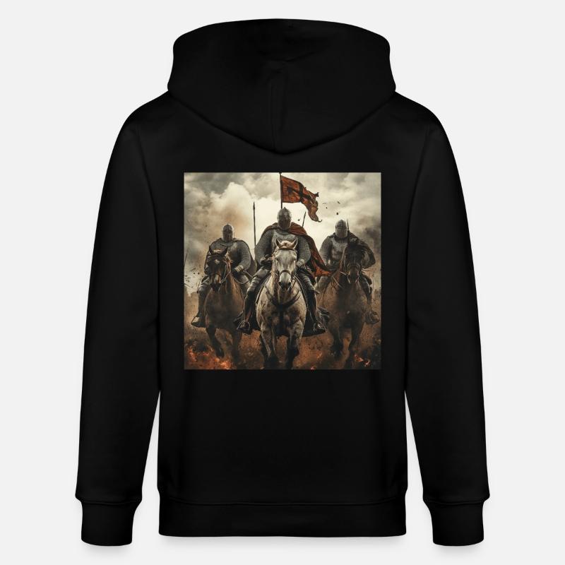 Ritter auf Pferd - Stanley/Stella Unisex Bio-Kapuzenjacke CULTIVATOR  - Schwarz