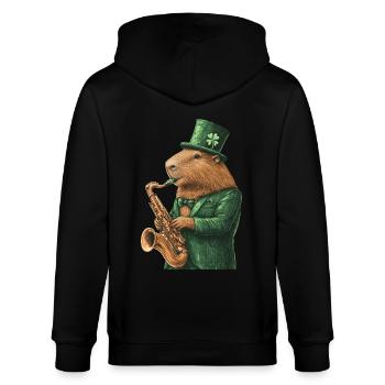 Wasserschwein - Stanley/Stella Unisex Bio-Kapuzenjacke CULTIVATOR  - Schwarz - Hinten - Anna (173cm)