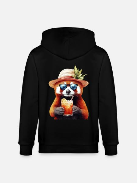 Roter Panda - Stanley/Stella Unisex Bio-Kapuzenjacke CULTIVATOR  - Schwarz