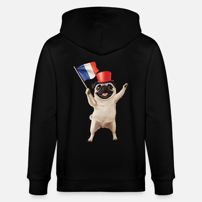 Mops - Stanley/Stella Unisex Bio-Kapuzenjacke CULTIVATOR  - Schwarz