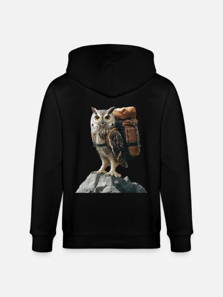 Eule - Stanley/Stella Unisex Bio-Kapuzenjacke CULTIVATOR - Schwarz