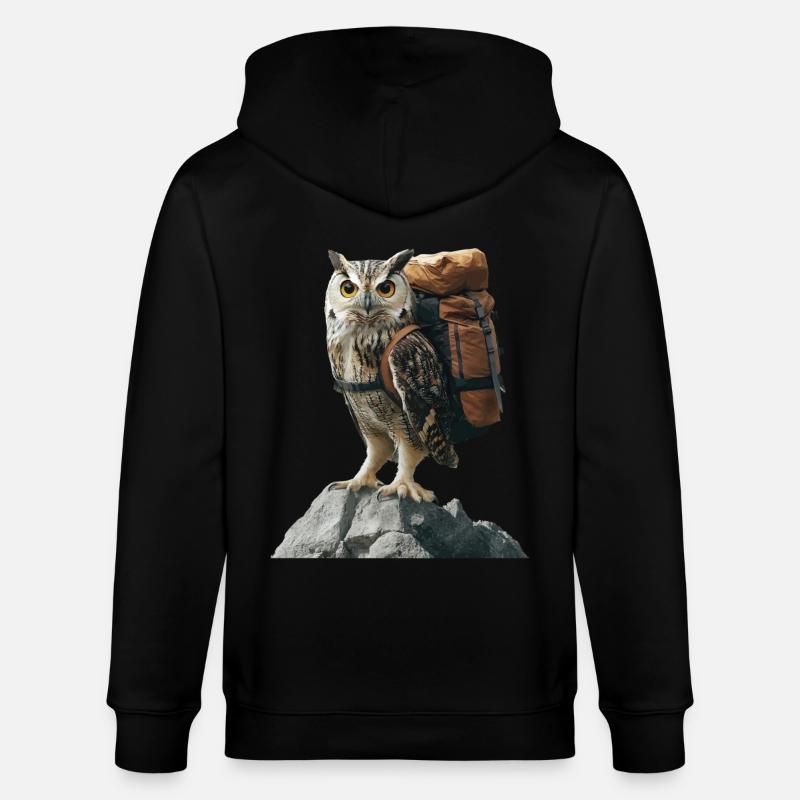 Eule - Stanley/Stella Unisex Bio-Kapuzenjacke CULTIVATOR  - Schwarz