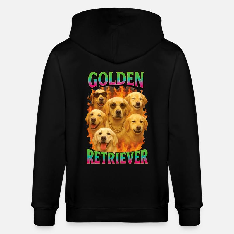 Golden Retriever - Stanley/Stella Unisex Bio-Kapuzenjacke CULTIVATOR - Schwarz