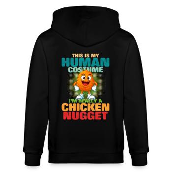 Chicken Nugget - Stanley/Stella Unisex Bio-Kapuzenjacke CULTIVATOR  - Schwarz - Hinten - Anna (173cm)