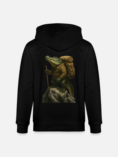 Crocodile Hiking - Stanley/Stella CULTIVATOR Unisex Organic Hooded Jacket - black