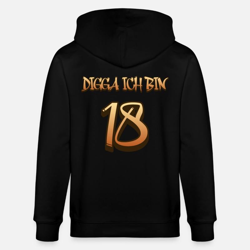 Digga ich bin 18 - Stanley/Stella Unisex Bio-Kapuzenjacke CULTIVATOR  - Schwarz