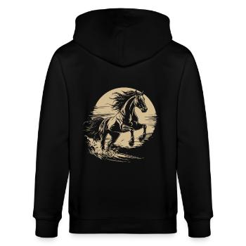 Silhouette De Cheval Au Galop Vintage - Veste à capuche bio CULTIVATOR Stanley/Stella Unisexe - noir - Dos - Anna (173cm)