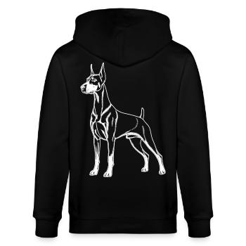 Dobermann Lineart - Stanley/Stella Unisex Bio-Kapuzenjacke CULTIVATOR  - Schwarz - Hinten - Anna (173cm)
