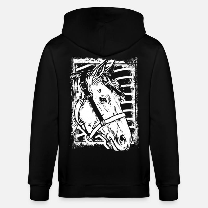 Reiten - Reiter - Pferd - Pferdekopf - Stanley/Stella Unisex Bio-Kapuzenjacke CULTIVATOR  - Schwarz