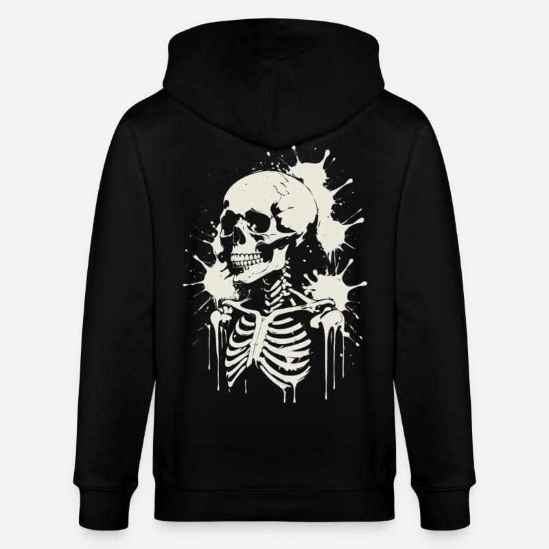 Schädel Skelett Schädel & Malerei - Stanley/Stella Unisex Bio-Kapuzenjacke CULTIVATOR  - Schwarz