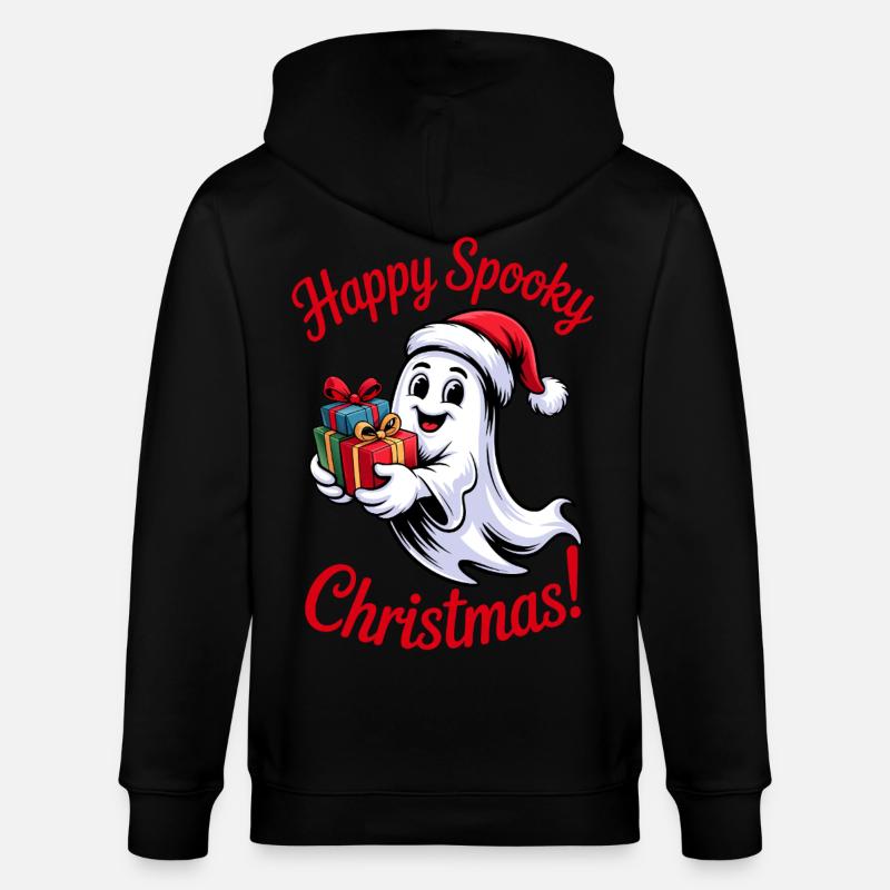 Fröhlicher Spukgeist mit Geschenken - Stanley/Stella Unisex Bio-Kapuzenjacke CULTIVATOR  - Schwarz